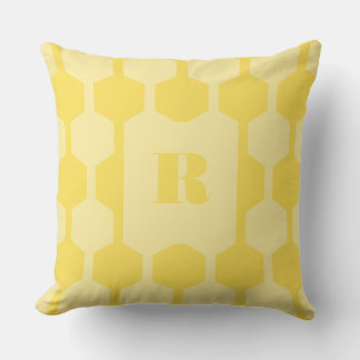 Cube Lines Dandelion Yellow Monogrammed Pillow