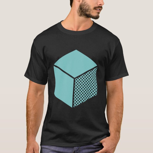 Cube - Lt Blue Green on Dark T-Shirt (Front)