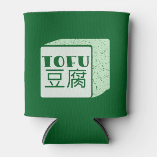Cube of tofu Japanese writing Can Cooler