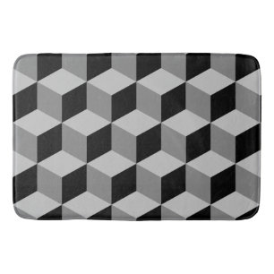 Cube Pattern Black & Greys Bath Mat