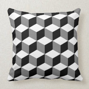 Cube Pattern Black White & Grey Cushion
