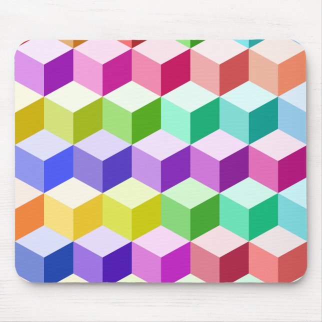 Cube Pattern Multicolored Mouse Mat (Front)