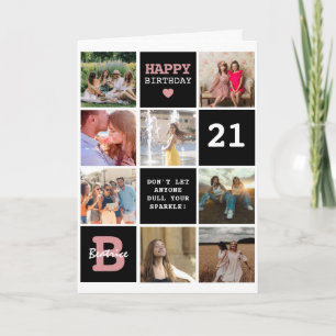 Cube Personalised Text & Photo Grid Birthday Card