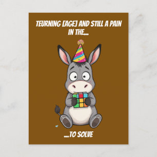 Cube Solver Donkey Funny Birthday Humour Postcard