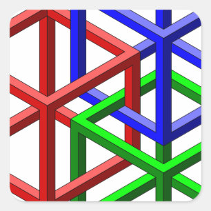 Cubes Impossible Geometry Optical Illusion Square Sticker