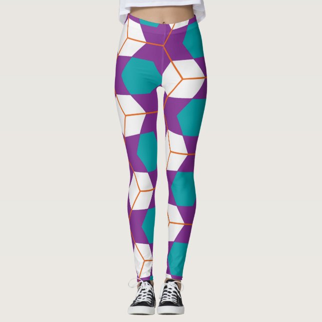 Cubes in honeycomb pattern leggings (Front)