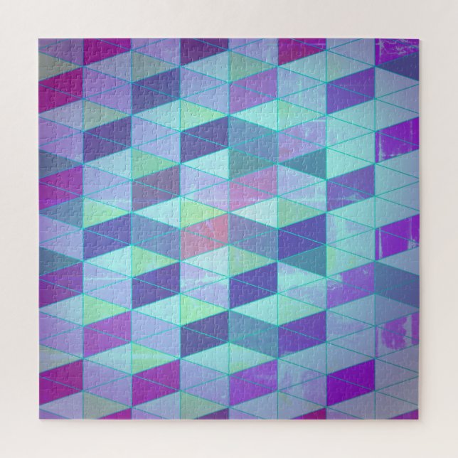 Cubes Into Triangles Geometric Pattern Jigsaw Puzzle (Vertical)