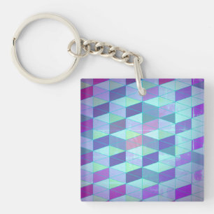 Cubes Into Triangles Geometric Pattern Key Ring