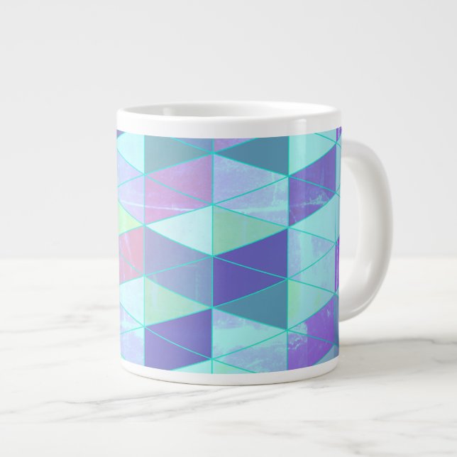 Cubes Into Triangles Geometric Pattern Large Coffee Mug (Front Right)