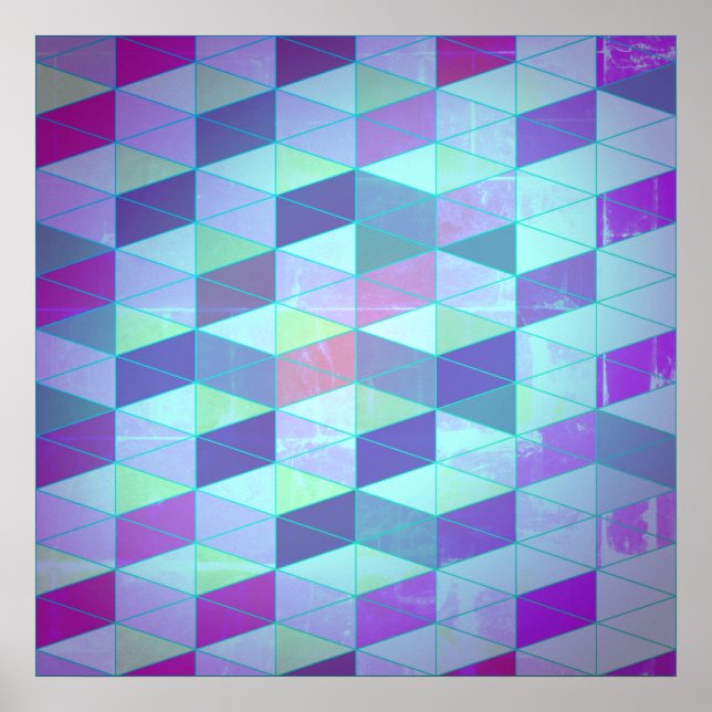 Cubes Into Triangles Geometric Pattern Poster (Front)