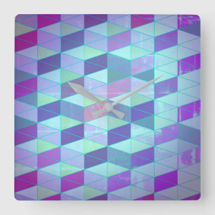 Cubes Into Triangles Geometric Pattern Square Wall Clock