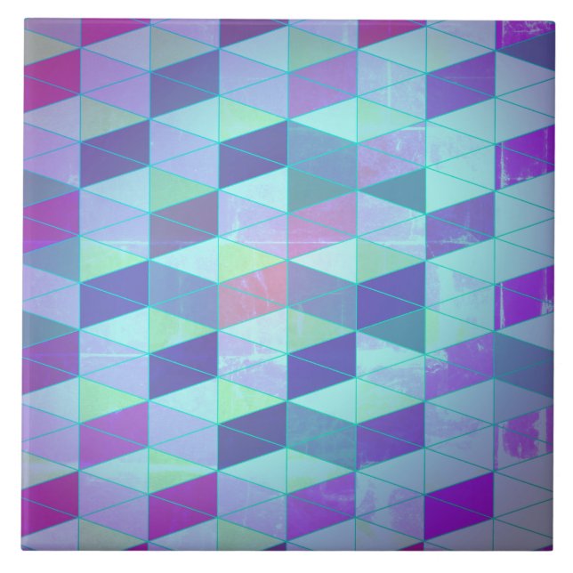 Cubes Into Triangles Geometric Pattern Tile (Front)