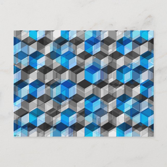 Cubes of Grey And Blue Postcard (Front)