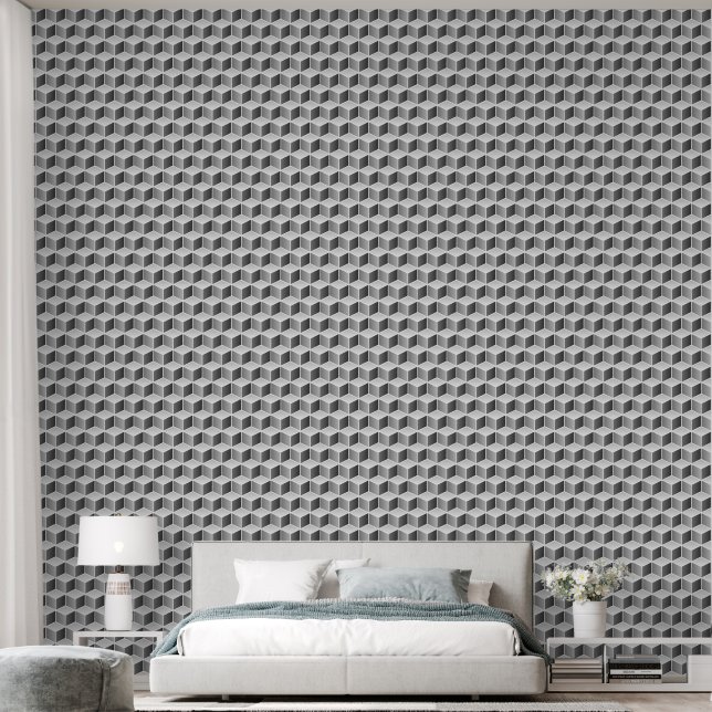 Cubes pattern wallpaper (Bedroom)