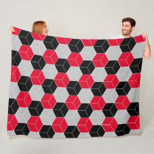 Cubic 3d pattern fleece blanket
