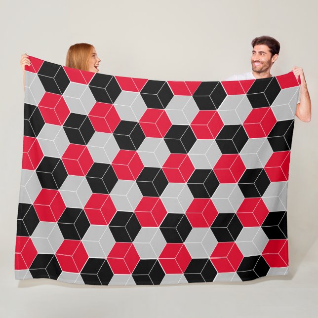 Cubic 3d pattern fleece blanket (In Situ)