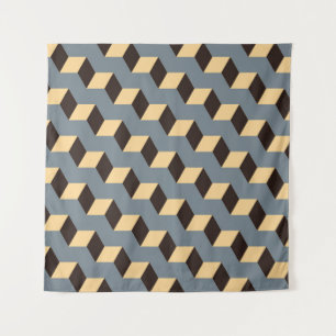 Cubic Stairs: Geometric Silver Tile Tapestry