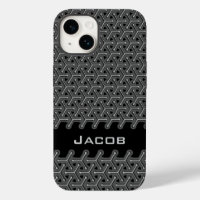 Cubic steel grey black patterned custom name