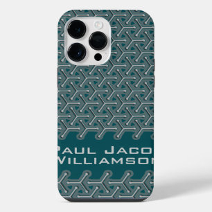 Cubic steel name dark teal patterned iPhone 14 pro max case