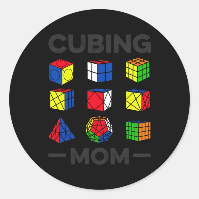 Cubing Mum Speed Cubing Math Classic Round Sticker (Front)