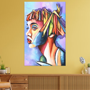 Cubism Art Lady Canvas Print