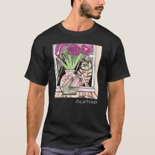 Cubism Art Style Picatsso Cat in Window Funny Cat T-Shirt