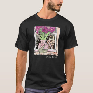 Cubism Art Style Picatsso Cat in Window Funny Cat T-Shirt