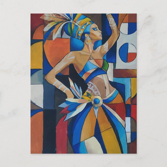 Cubism Carnival Dancer Postcard (Front)