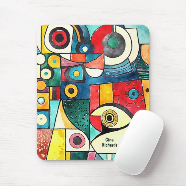 Cubism Design Mouse Mat (With Mouse)
