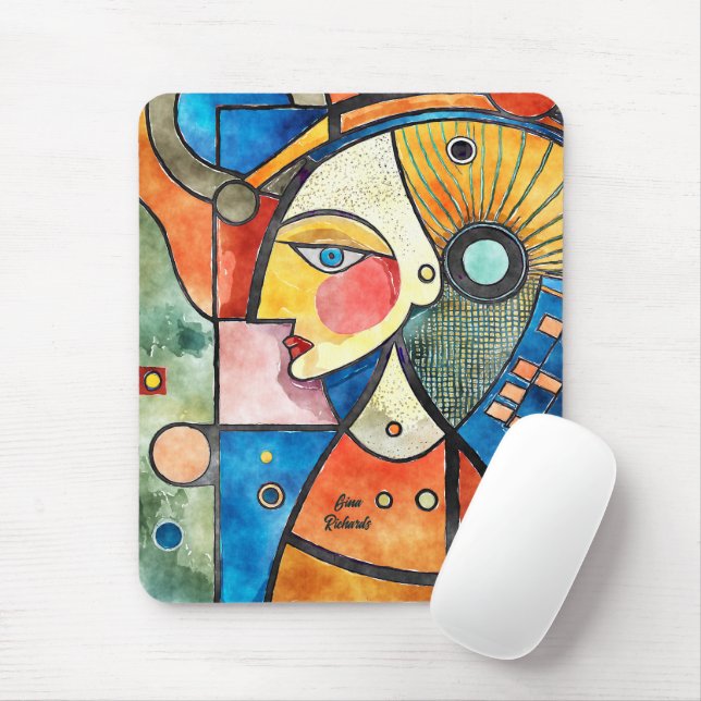 Cubism Design Mouse Mat (With Mouse)