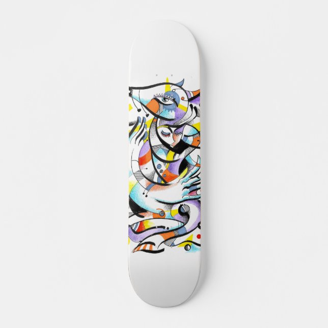 Cubism dog skateboard deck (Front)