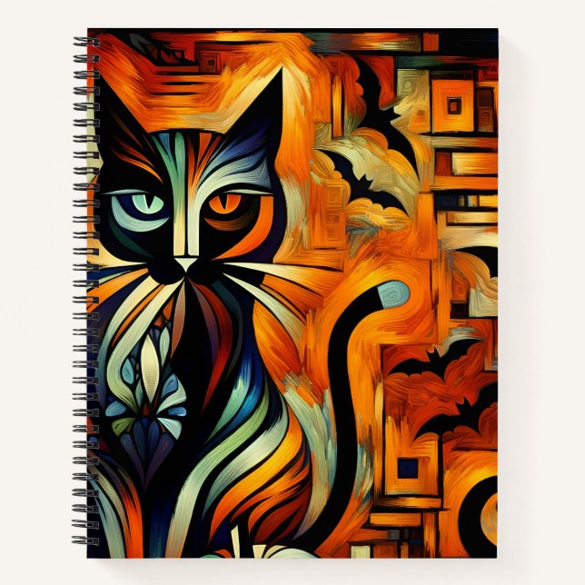 Cubism Halloween Cat Bullet Line Notebook (Front)