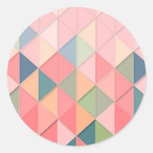 CUBISM pastel Shades GEOMETRIC - ADD MONOGRAM Classic Round Sticker