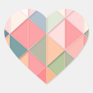 CUBISM pastel Shades GEOMETRIC - ADD MONOGRAM Heart Sticker