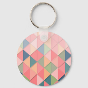 CUBISM pastel Shades GEOMETRIC - ADD MONOGRAM Key Ring