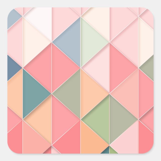 CUBISM pastel Shades GEOMETRIC - ADD MONOGRAM Square Sticker (Front)