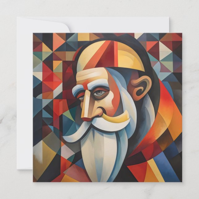 Cubism Santa Claus Holiday Card (Front)