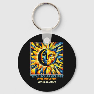 Cubism Total Solar Eclipse Colorado CO Key Ring