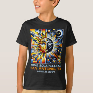 Cubism Total Solar Eclipse San Antonio Texas T-Shirt