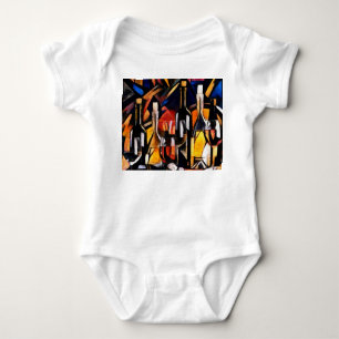 Cubism Wine Themes: Bottles & Grapes Baby Bodysuit