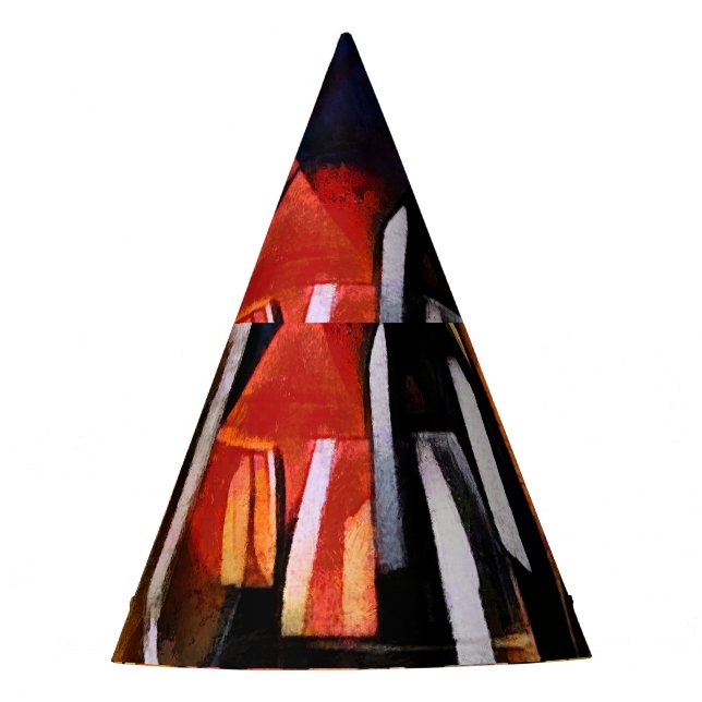 Cubism Wine Themes: Bottles & Grapes Party Hat (Front)