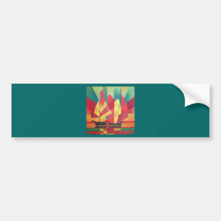 Cubist Abstract of Junk Sails and Ocean Skies Bumper Sticker