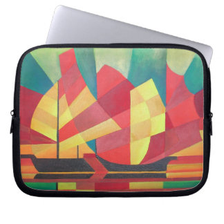 Cubist Abstract of Junk Sails and Ocean Skies Laptop Sleeve