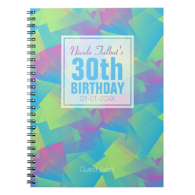 Cubist Abstract Pastel 30th Birthday Guest Book 2a (Front)