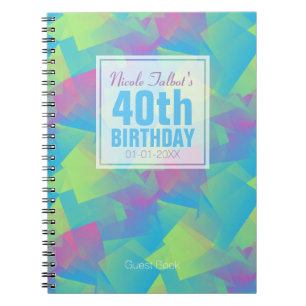 Cubist Abstract Pastel 40th Birthday Guest Book 2a