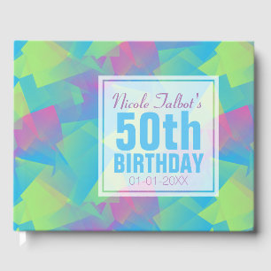 Cubist Abstract Pastel 50th Birthday Guest Book