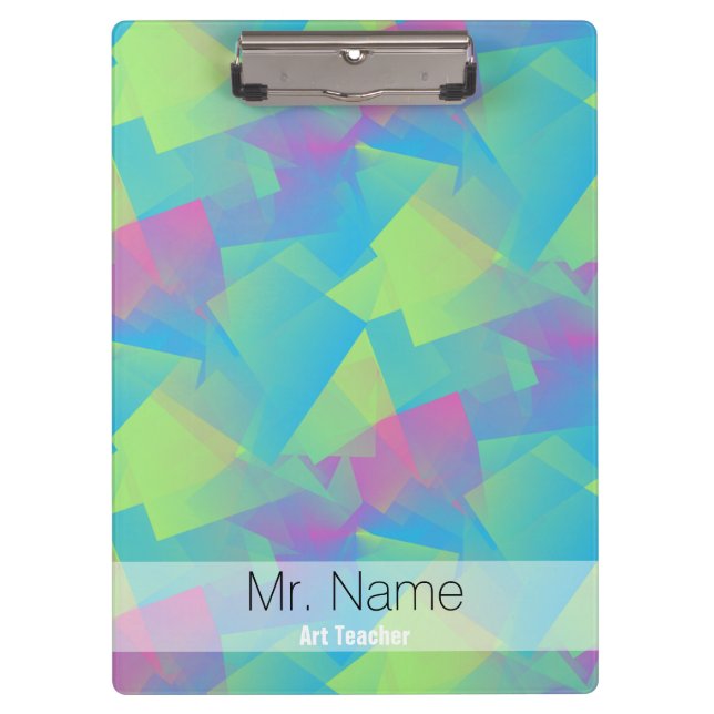 Cubist Abstract Pastel Custom Name Clipboard 2 (Front)