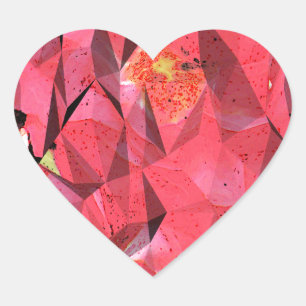 Cubist Abstract Roses Heart Sticker
