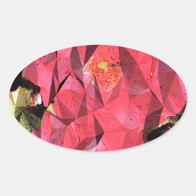 Cubist Abstract Roses Oval Sticker (Front)