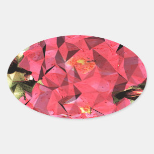 Cubist Abstract Roses Oval Sticker